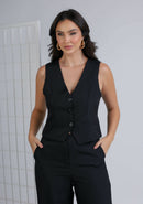 Conjunto Feminino de Alfaiataria Premium: Blusa Manga Curta e Calça Reta