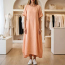Vestido Aurores™ em Linho de Algodão com Fenda Lateral