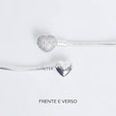 (BRINDE) Kit Pulseira Coração Cravejado + Corrente de Segurança Prata 925
