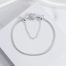(BRINDE) Kit Pulseira Coração Cravejado + Corrente de Segurança Prata 925